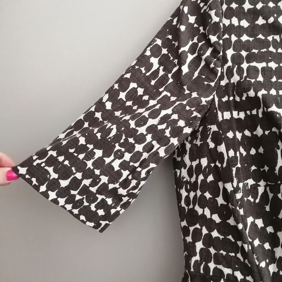 L.K. Bennett Dr Cho Sheath Dress Brown and Cream Front Pockets Elbow Sleeve 6 - Picture 7 of 17